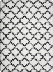 Shaggy Puha Szőnyeg Nappaliba 200X300 CM Bolyhos Plüss Fehér Fekete