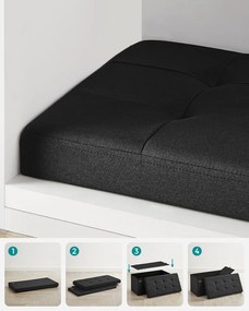 SONGMICS tárolós ülőke, összecsukható ülőpad, 38×76×38 cm, fekete