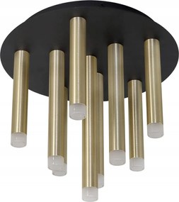 Mennyezeti lámpa kerek 30cm fekete arany 9 tubus modern hálószoba Polux