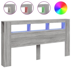 szürke sonoma szerelt fa LED-es fejtámla 200 x 18,5 x 103,5 cm