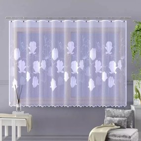 Gyönyörű finom jacquard függöny fehér virágokkal Apollonia A129 300x175 cm