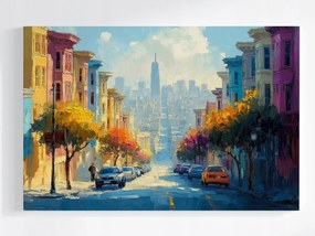 Poszter Város San Francisco Usa Utca Színes Házak 120x80