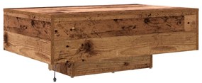 LED világítással ellátott dohányzóasztal régi fa 85x55x31 cm