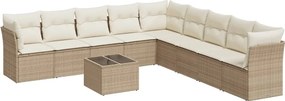 vidaXL 10 részes bézs polyrattan kerti ülőgarnitúra párnával