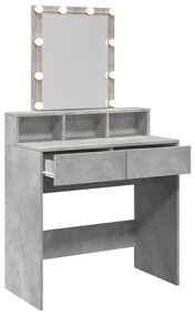 betonszürke fésülködőasztal LED-del 80 x 41 x 144,5 cm