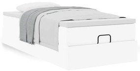 Ottomán ágykeret matraccal Fehér 100x200cm műbőrrel