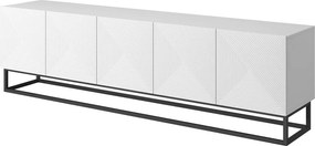 Asha TV-szekrény 200 cm fémlábakon - matt fehér