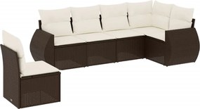 vidaXL 6 részes barna polyrattan kerti ülőgarnitúra párnával