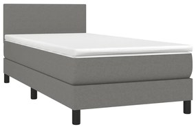 sötétszürke szövet rugós és LED-es ágy matraccal 90x190 cm