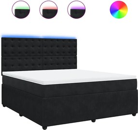 vidaXL fekete bársony rugós ágy matraccal 180x200 cm