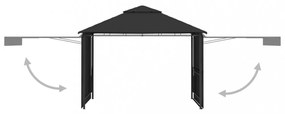 antracit pavilon dupla kibővített tetővel 3x3x2,75 m 180 g/m²