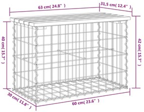 tömör impergnált fenyőfa gabion kerti pad 63 x 31,5 x 42 cm