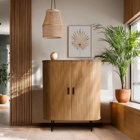 Ovális magas komód tölgy színben, TRISH ELITE 100 cm