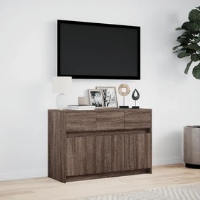barna tölgy színű szerelt fa LED-es TV-szekrény 91x34x61 cm