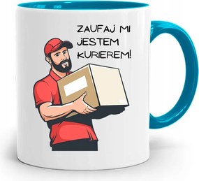 Kék Bögre Futárnak Bízz Bennem Nyomtatott Fotóval