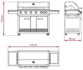 Luxus kerti konyha -  Avenberg FLORIDA BBQ gázgrill oldalsó égővel