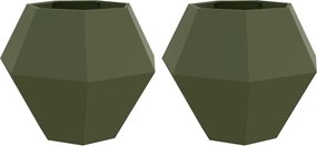 vidaXL Növénytartó 2 pcs Olajzöld 100 x 100 x 80 cm Acél