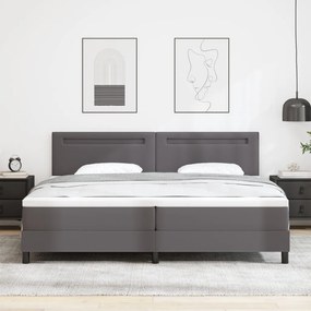 Boxspring Ágy Matraccal Szürkében, 200x200 cm, Műbőr.