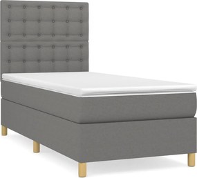 vidaXL sötétszürke szövet rugós ágy matraccal 100 x 200 cm