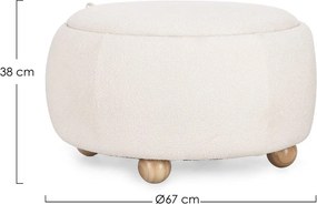 Krémszínű buklé puff Irisha – Bizzotto