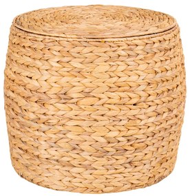 Delia fonott kisasztal tárolóval, vízijácint, natúr, Ø43x34 cm