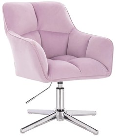 HR550CROSS Halványlila modern velúr szék krómozott lábbal