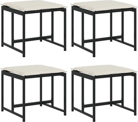 vidaXL 4 db fekete polyrattan kerti szék párnákkal