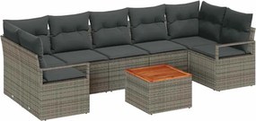 vidaXL Kerti Kanapé Szett párnával 8 pcs Szürke polirattan