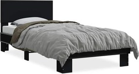 vidaXL fekete szerelt fa és fém ágykeret 75 x 190 cm