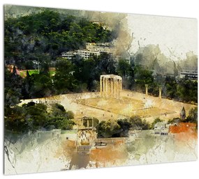 Kép - Zeusz temploma, Athén, Görögország (üvegen) (70x50 cm)