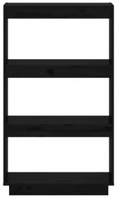 fekete tömör fenyőfa könyvszekrény/térelválasztó 60x35x103 cm