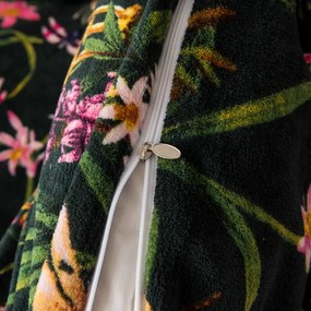 Mikroplüss ágyneműhuzat szett MYSTIC GARDEN sötétzöld + Mikroplüss lepedő SOFT 180x200 cm fehér, kétszemélyes ágyhoz