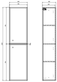 Cersanit S1021-011 - Függesztett fürdőszobai szekrény MILLE 160x40 cm matt fekete