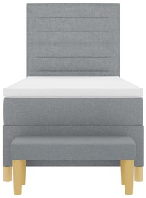 Boxspring ágy matraccal és padlóval Világosszürke 90x200 cm Szövet
