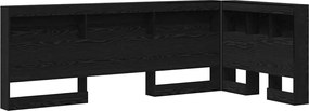 vidaXL Tároló fejtámla polcokkal tárolóval Fekete tölgy 75 cm Faanyag
