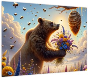 Kép - Medve és méhek (70x50 cm)
