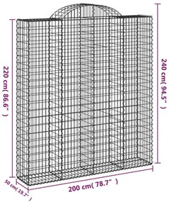 5 db íves horganyzott vas gabion kosár 200x50x220/240 cm
