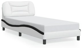 fehér és fekete műbőr ágykeret LED-világítással 90 x 200 cm