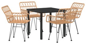 5 darabos Kerti Étkező Szett Barna Poly Rattan