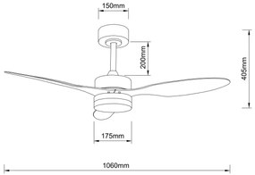 Globo 03608 - BLACKWELL LED mennyezeti ventilátor, 20W, 230V, távirányítóval