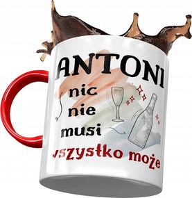 Piros bögre Antal Kollégának Ajándék Nyomtatott Fotóval