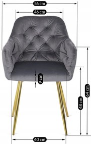 Szürke Bársony Étkezőszék Arany Lábbal. RAYA