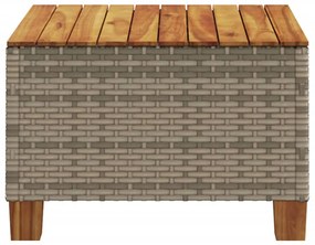 szürke polyrattan és akácfa kerti asztal 55 x 55 x 36 cm