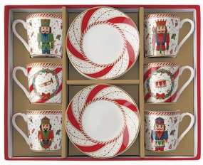 Nutcracker Twist karácsonyi porcelán 6 személyes kávés csésze szett díszdobozban