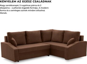 Grande Plus sarokkanapé, jobboldali, szövet anyag, barna