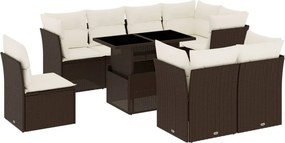 vidaXL 9 részes barna polyrattan kerti ülőgarnitúra párnákkal
