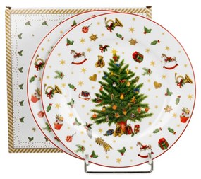 Karácsonyi fenyőfás porcelán desszertes tányér díszdobozban Christmas Tree