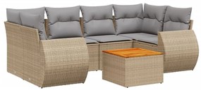 vidaXL 7 részes bézs polyrattan kerti ülőgarnitúra párnákkal