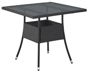 Polirattan kerti asztal Yoro, szögletes, fekete 80x80