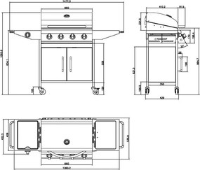 AVENBERG VERMONT BBQ gázgrill rozsdamentes acélból, oldalsó égővel